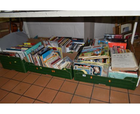 SIX BOXES OF BOOKS, to include vintage children's books, mid-century Penguin paper backs, seven French mid-century Asterix an