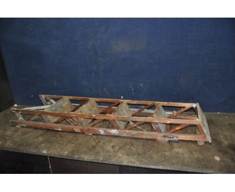 A JONES S PATENT WOODEN STEP LADDER with five rungs, height 149cm