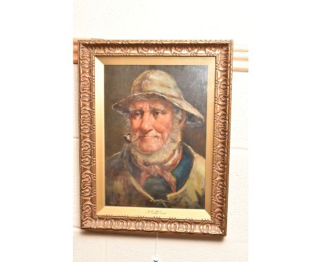 DAVID W. HADDON (ACTIVE CIRCA 1884-1914) 'OLD SALT', a head and shoulders portrait of a sailor smoking a pipe, signed and dat
