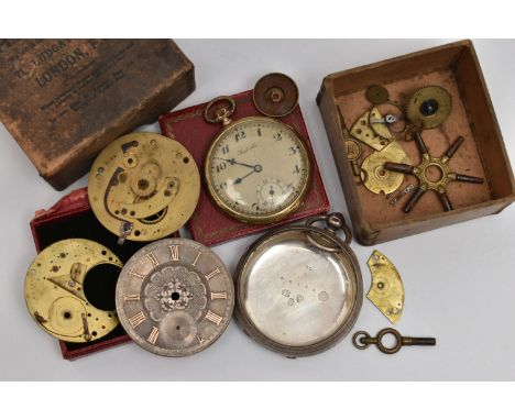 TWO POCKET WATCHES, the first a gold plated, manual wind, open face watch, round silver engine turned pattern dial signed 'Ja