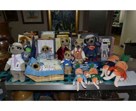 A COLLECTION OF MODERN ADVERTISING RELATED TOYS, to include assorted boxed and unboxed soft toy Meerkats, majority with swing