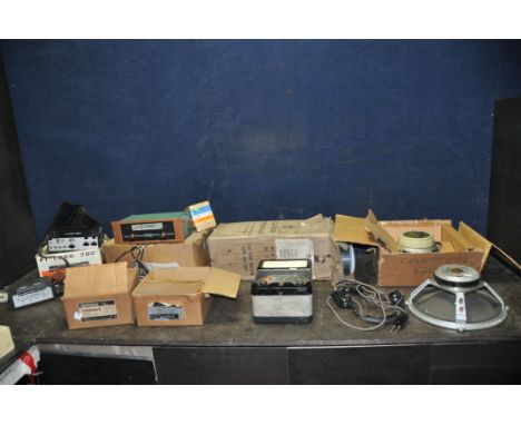 A SELECTION OF VINTAGE AUDIO EQUIPMENT including a Trav-Ler reel to reel player, a Fi-Cord reel to reel player and battery ch