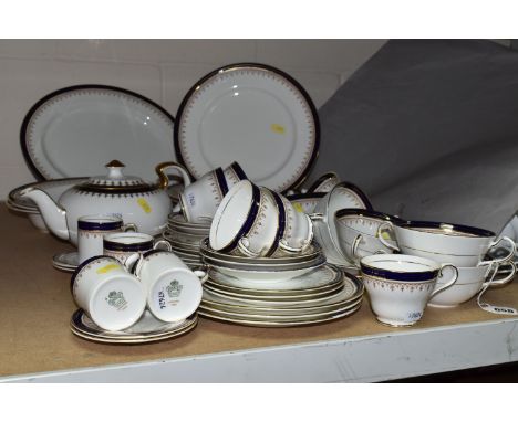 A COLLECTION OF AYNSLEY 'LEIGHTON' 1646 DESIGN DINNERWARE, comprising seven dinner plates, one meat plate, two serving dishes