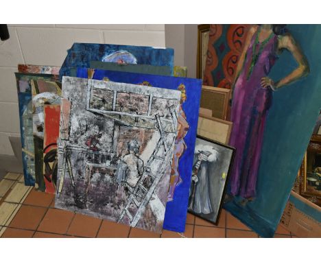 FROM THE STUDIO OF HELEN GREENFIELD (BRITISH 20TH CENTURY) APPROXIMATELY FIFTY WORKS OF ART, to include portraits, nude figur