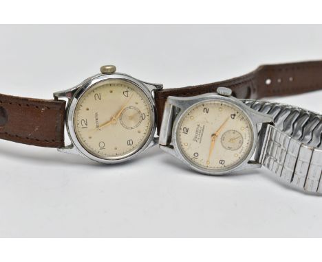 TWO GENTS 'HELVETIA' WRISTWATCHES, the first manual wind, round silver dial signed 'Helvetia', alternating Arabic numerals an