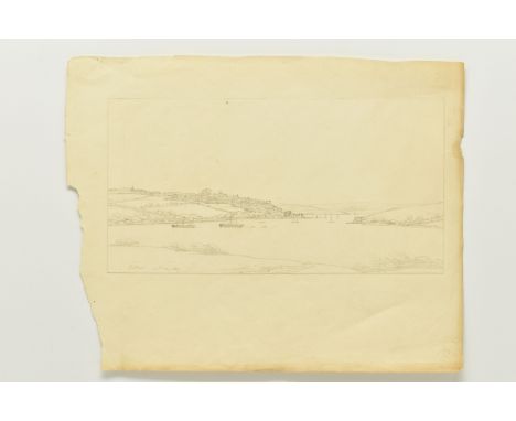 CIRCLE OF JOSEPH FARINGTON (1747-1821) 'SALTASH', a sketch depicting ships in the estuary with the town beyond, titled and da