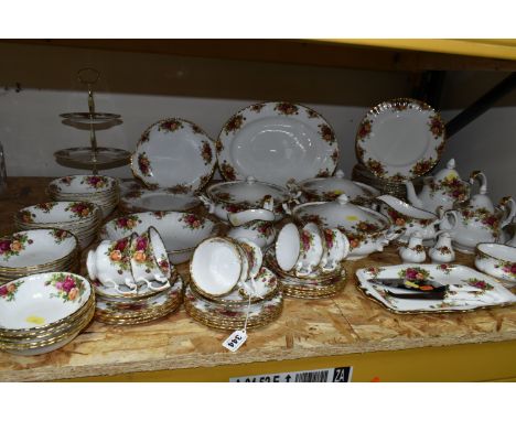 A QUANTITY OF ROYAL ALBERT 'OLD COUNTRY ROSES' PATTERN DINNERWARE, comprising an oval dinner plate, three covered tureens, tw