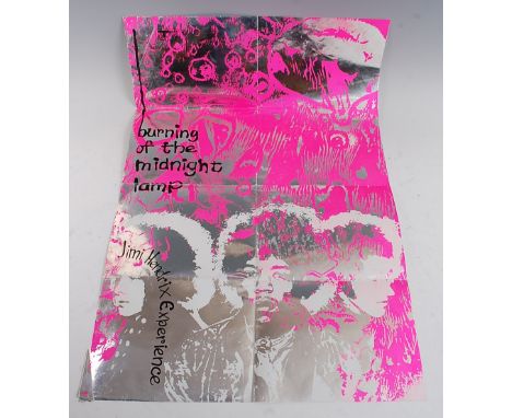 The Jimi Hendrix Experience, Burning the Midnight Lamp, metallic poster, 74 x 50cm, together with The Crazy World of Arthur B