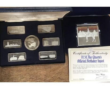 Birmingham Mint Silver 1975 Ingot set commemorating the First Referendum with Elizabeth II official Birthday 1977 Silver Ingo