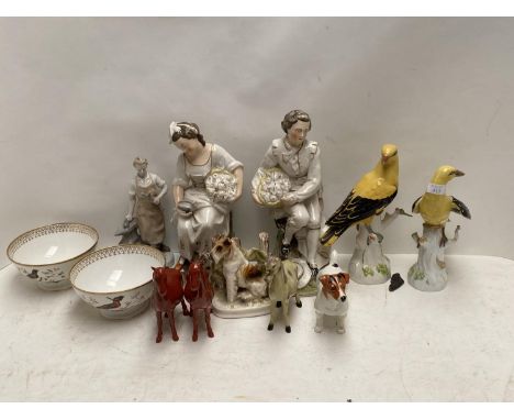 Qty of china to include Meissen, Royal Worcester, Nymphenburg, Beswick etc. Condition: Much damage and restoration, see image