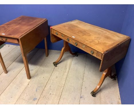 Regency light bleached mahogany small sofa table 90cm L x 53cm D x 69cm H &amp; a light mahogany Pembrooke table. Condition: 