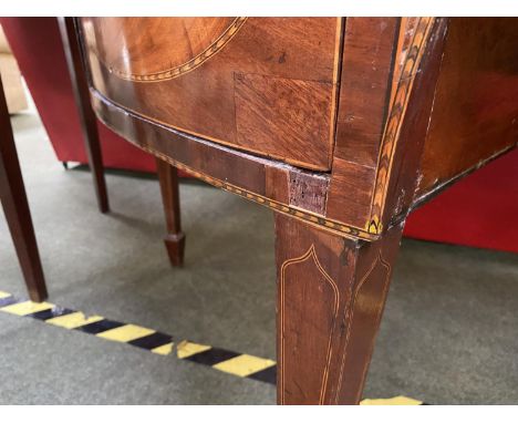 Fine quality George III bow front inlaid mahogany sideboard 184cm W x 76cm D x 94cm H. Condition: Generally good 