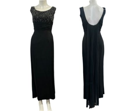 A group of 1950s/60s evening wear to include a silk crepe chiffon cocktail dress by, a green silk shantung cocktail dress wit