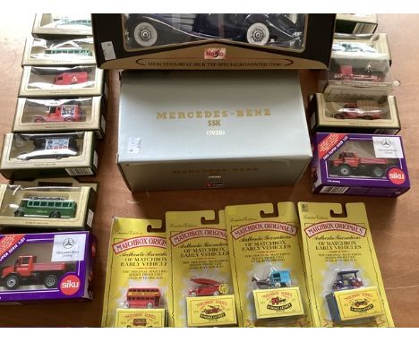 Mercedes and Maisto &nbsp;good large scaled boxed models toys vintage ( unused) together with Matchbox Replica small cars on 