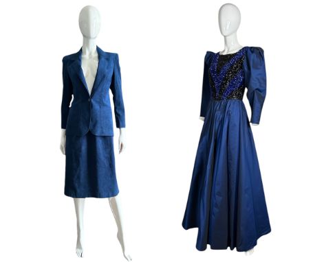 A 1980s evening gown with taffeta skirt and sequined bodice by Christina Stambolian (designer of Princess Diana's 'revenge dr