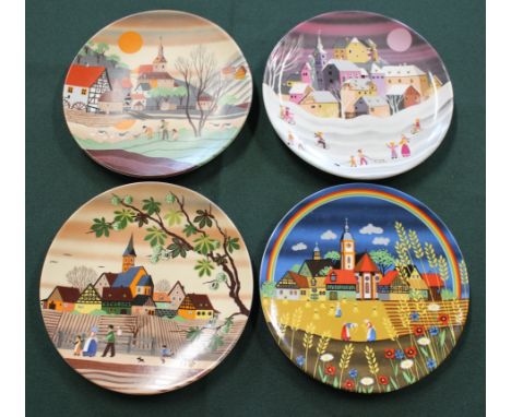 Set of 4 small Poole Pottery seasons plates.&nbsp;
