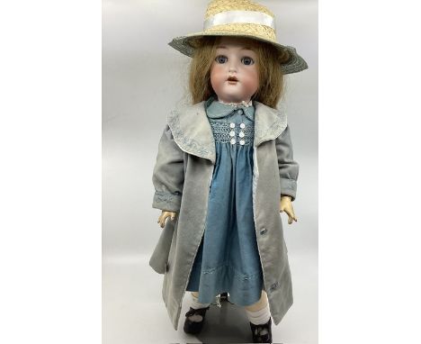 Antique Kammer &amp; Reinhardt 22&rdquo; Child doll &nbsp;bisque head , glass eyes, some lashes &nbsp;and long hair wig and p