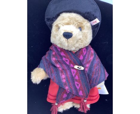 Steiff German 662409 (236) Aunt Lucy dressed in tradition outfit of dress ,shawl and hat and glasses with tags 12.5&rdquo; ta