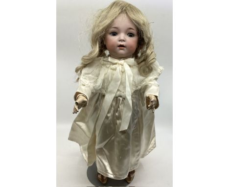 Antique Bisque head doll, Kammer and Reinhardt 121 character 18&rdquo; toddler with toddler body and straight leg slant hips 