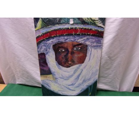 An Acrylic painting titled "Borro, Borro". Unframed. Height 59.5cm, width 43cm.&nbsp;&nbsp;