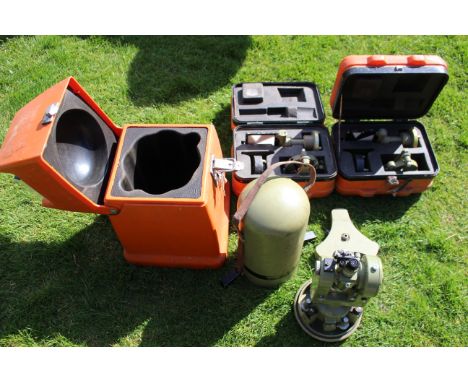 Selection of surveyors equipment to include WILD T2 Universal Theodolite with automatic index and other boxed instruments.