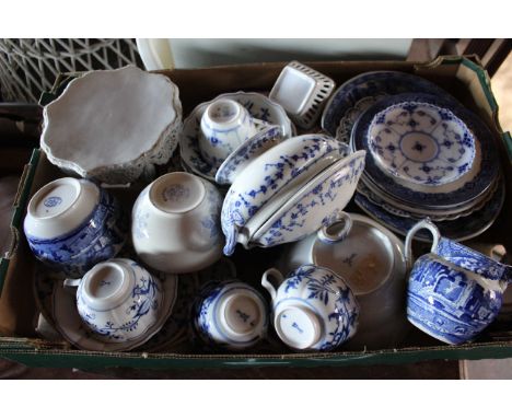 Collection of assorted blue and white ceramic tableware (1 Box ) some pieces maybe A/F