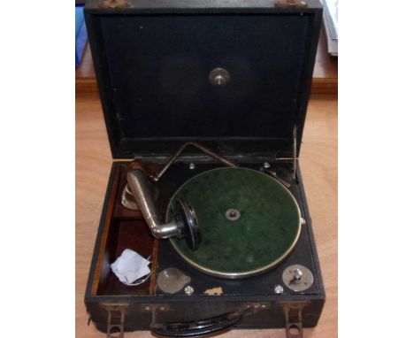 &nbsp;A small portable wind up gramophone "No 3 soundbox". Winder and a quantity of stylus included.