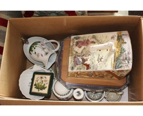 Selection of ceramic ware to include metal and wooden based cheese wedge.
