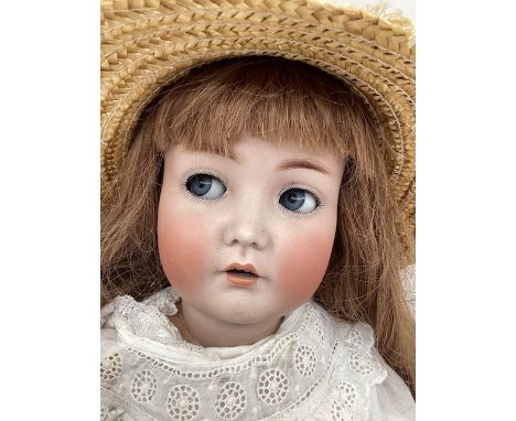 Antique 25&rdquo; Kammer &amp; Reinhardt 117 character child doll &nbsp;bisque head doll with side flirty eyes , long hair wi