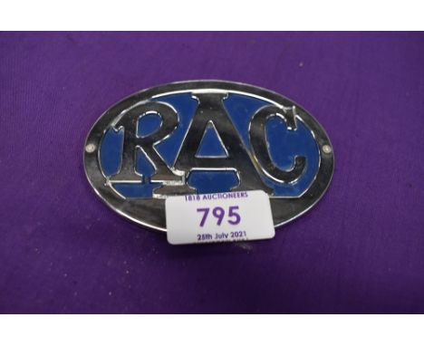 A vintage motor car engine hood badge for RAC
