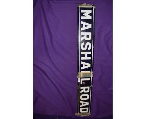 A vintage road side enamel sign for Marshall Road