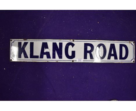 A vintage road side enamel sign reading Klang Road