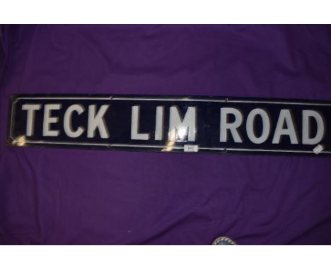 A vintage road side enamel sign for Teck Lim Road