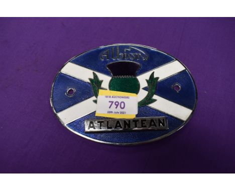 A vintage motor car engine hood badge for Albion Atlantean