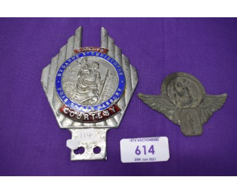 A motor car engine badge Safety Courtesy St Christopher