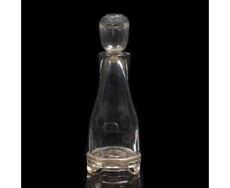 Opium lamp Chinese, late 19th century Glass base, incised glass oil holder height 21.5 cm