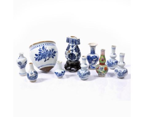 Group of porcelain miniatures Chinese, 19th/20th Century to include various arrow, gourd and other vases (10)