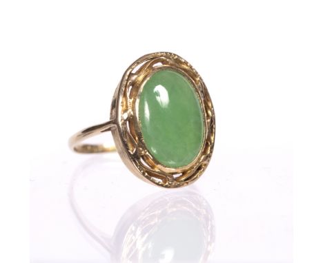 Jade and gold ring Chinese of oval form