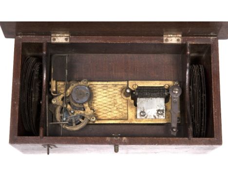 Music box Swiss, 19th Century 33cm and a group of playing discs, purchased in China