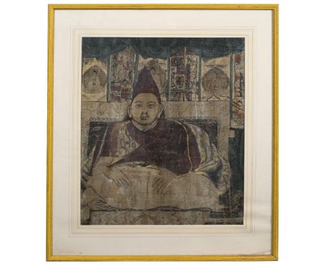 Portrait Tibetan, 19th century painting on fabric, depicting a senior monk 58cm x 49cm