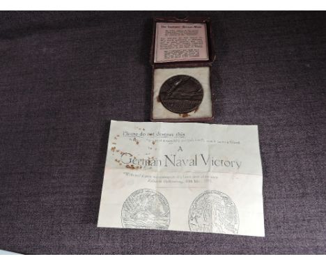 The Lusitania (German) Medal, British replica in original box with leaflet