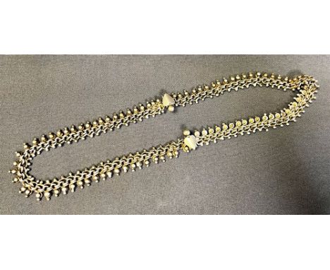 SILVER FANCY LINK NECKLACE 49cm long x 12.3mm wide with pin and chenier style, heart shaped clasps.  Weight 70.4 grams.