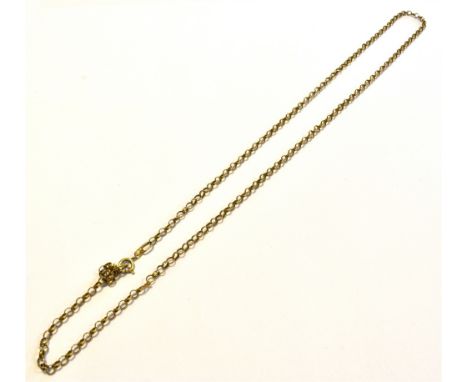 9CT GOLD BELCHER LINK CHAIN  60cm long x 2.9cmm wide, secured with a bolt ring clasp, (chain is broken).  Hallmarked 375.  We