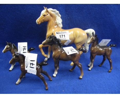 Group of assorted Beswick china horses to include 'Prancing Palomino' and four foals. (5)