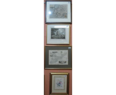 After Saxton and Kipp, framed, sparsely coloured original map of Penbrok (Pembroke), together with framed map of West Canada,