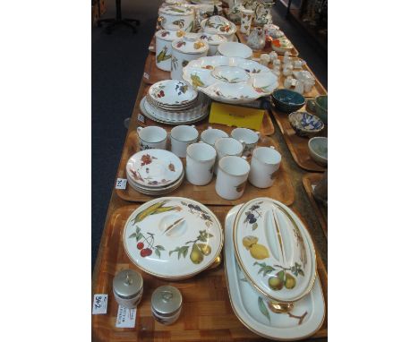 Large collection of Royal Worcester 'Evesham' design oven to tableware, to include various tureens, jars, entree dish, other 