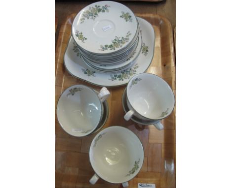 Royal Doulton china 'Campagna' design florally decorated half tea set to include: six cups, six saucers, six side plates and 