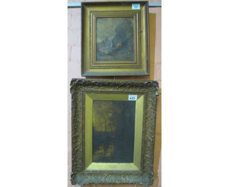 A. Rickatson, 'Autumn Eve', oils on canvas, 30 x 20cm approx., framed, together with a framed print on canvas after Constable