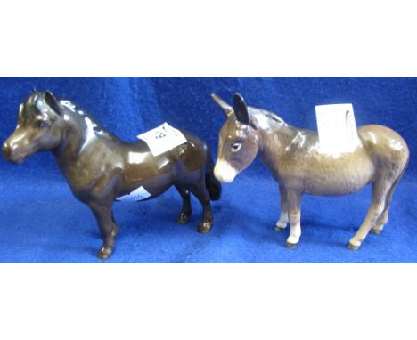 Beswick china small pony and similar Beswick china standing donkey, printed marks. (2)(B.P. 24% incl. VAT)