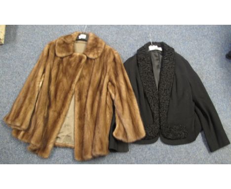 Two lady's vintage jackets, a light brown mink fur with a Louis Silverblatt, London label, having embroidered initials to the